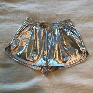 Silver shiny shorts
